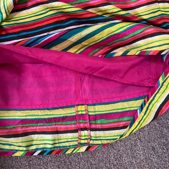 Nanette Lepore Senorita Stripe colorful 100% Silk Wrap Skirt Size 8 Medium - Picture 9 of 9